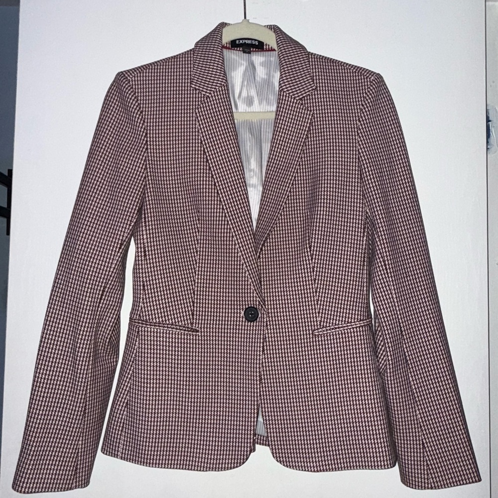 Express Women's Brown Houndstooth Blazer